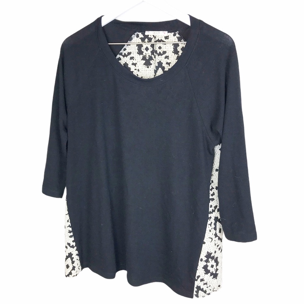 Le Lis Stitch Fix Black & Cream Contrast Blouse